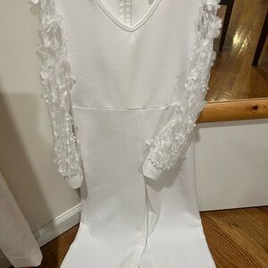 Source Unknown White Dress with Floral Accents